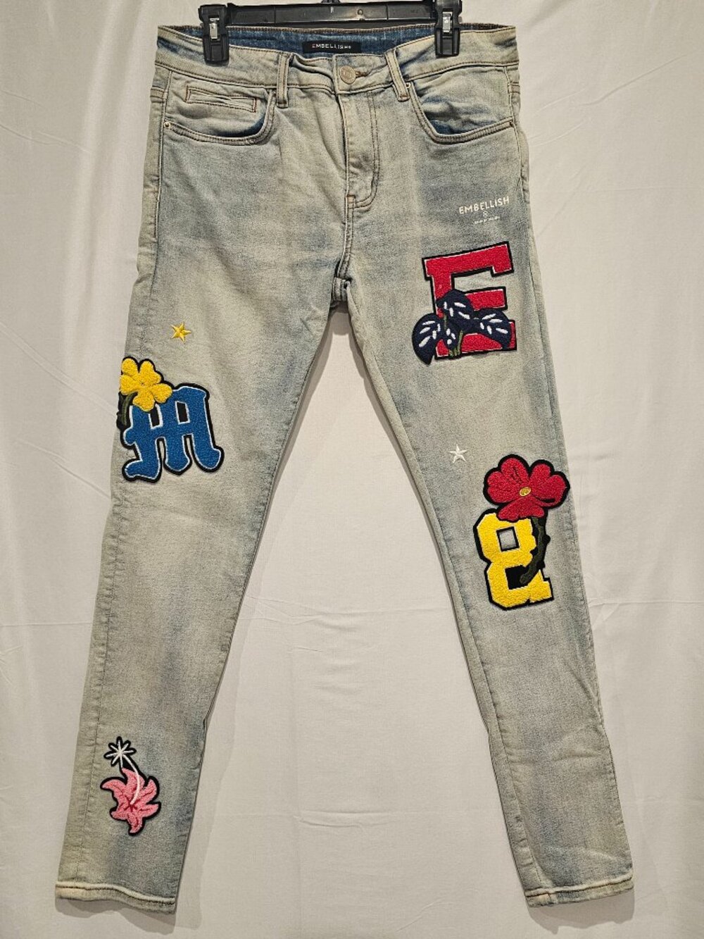 Embellish NYC Men's Animated Letters Denim Jeans Skinny Fit Size 32
